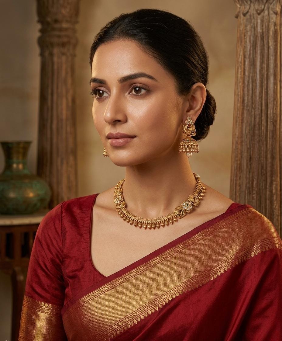 Peacock Jhumka Necklace Set