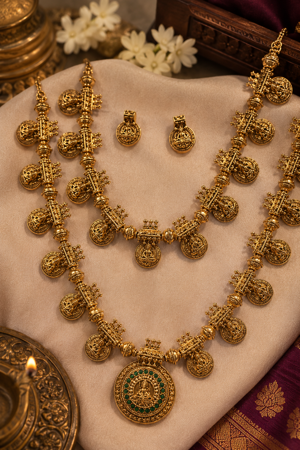Kasula Gold Plated Haram and Necklace Combo Set