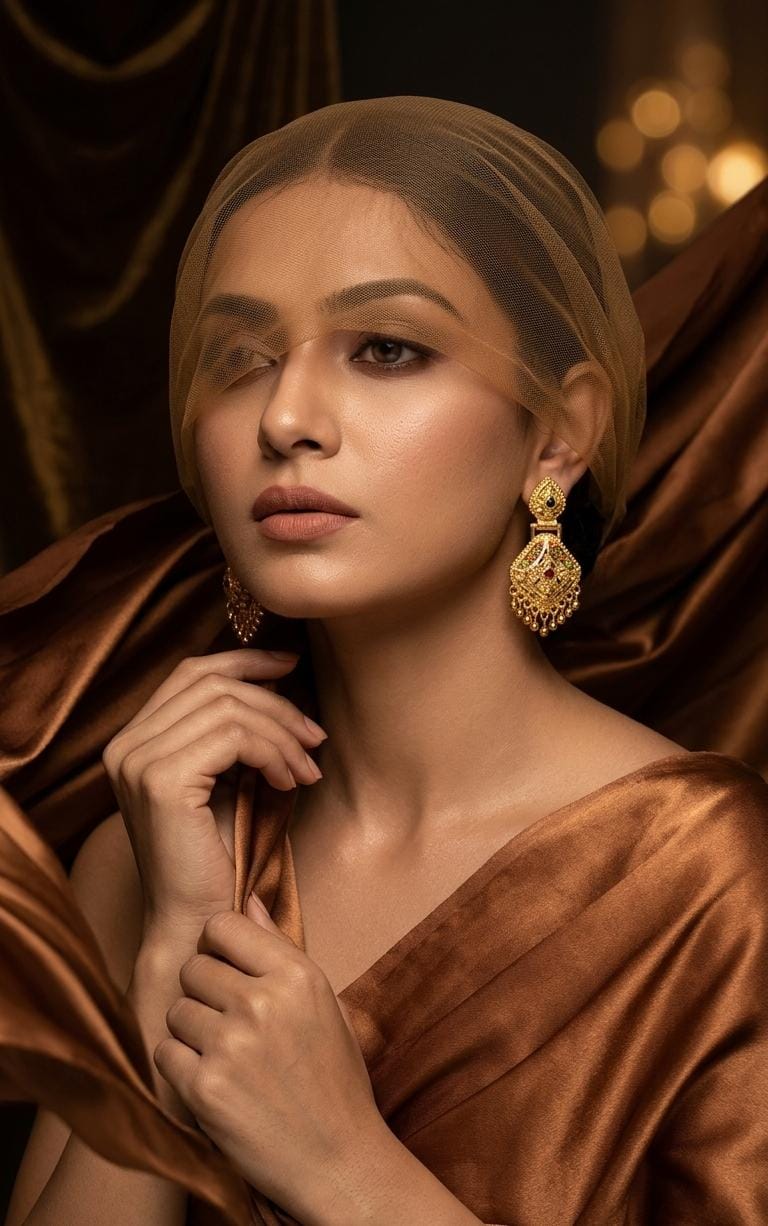 Gold Plated Black Stone Traditional Drop Earrings