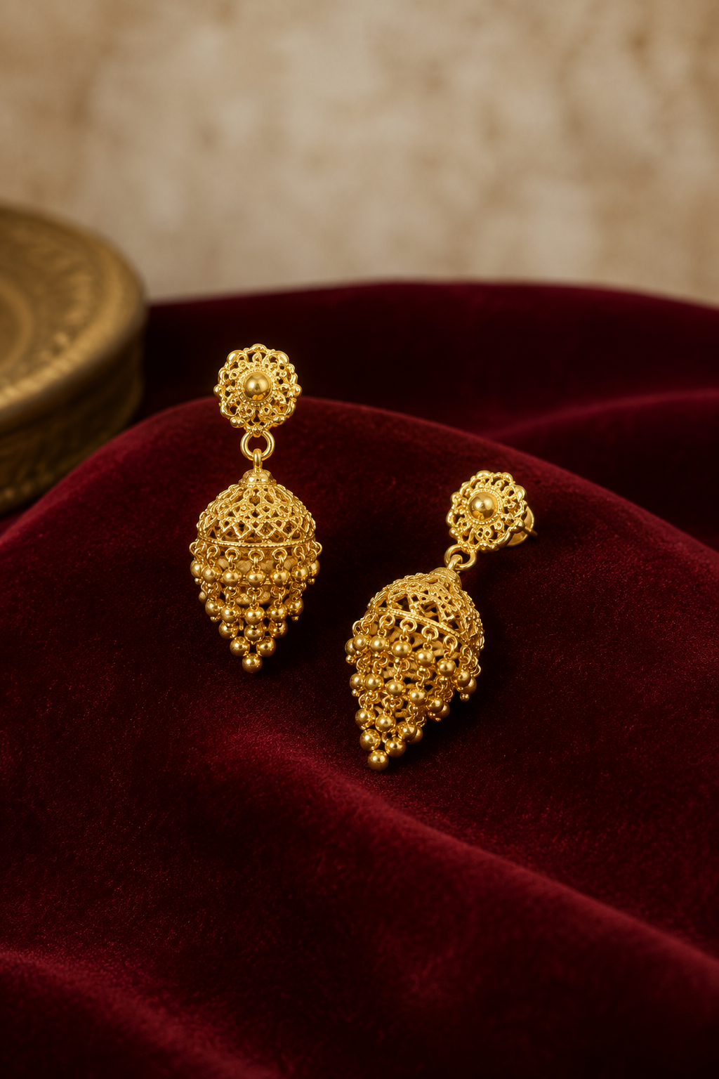 Gold Tone Jhumka Drop Earrings