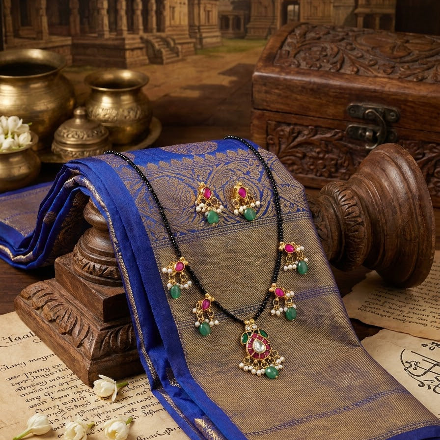 Pink Green Traditional Mangalsutra