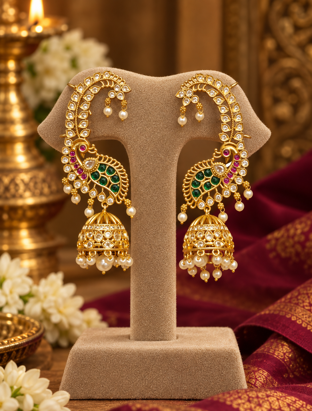 Multicolour Stone Jhumka Earrings