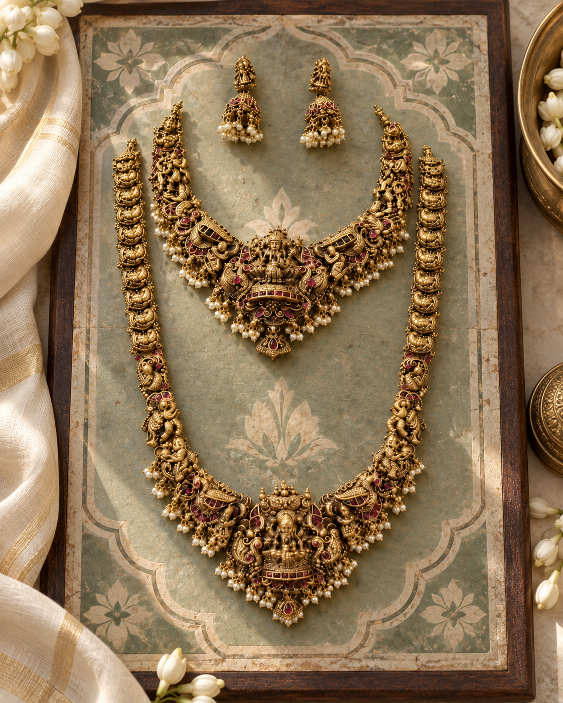 Lakshmi Devi Bridal Gold Plated Choker and Haram Set