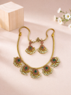 Multicolour Kemp Gold Plated Floral Necklace Set with Earrings