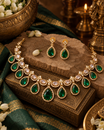 Green Kundan Gold Plated Necklace Set with Earrings