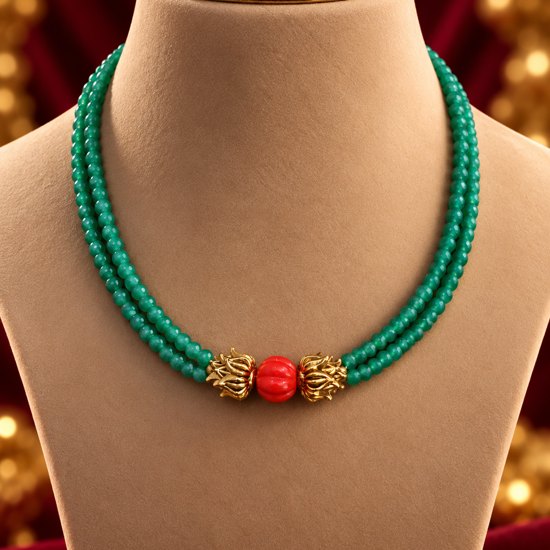Green Bead Red Centre Mangalsutra