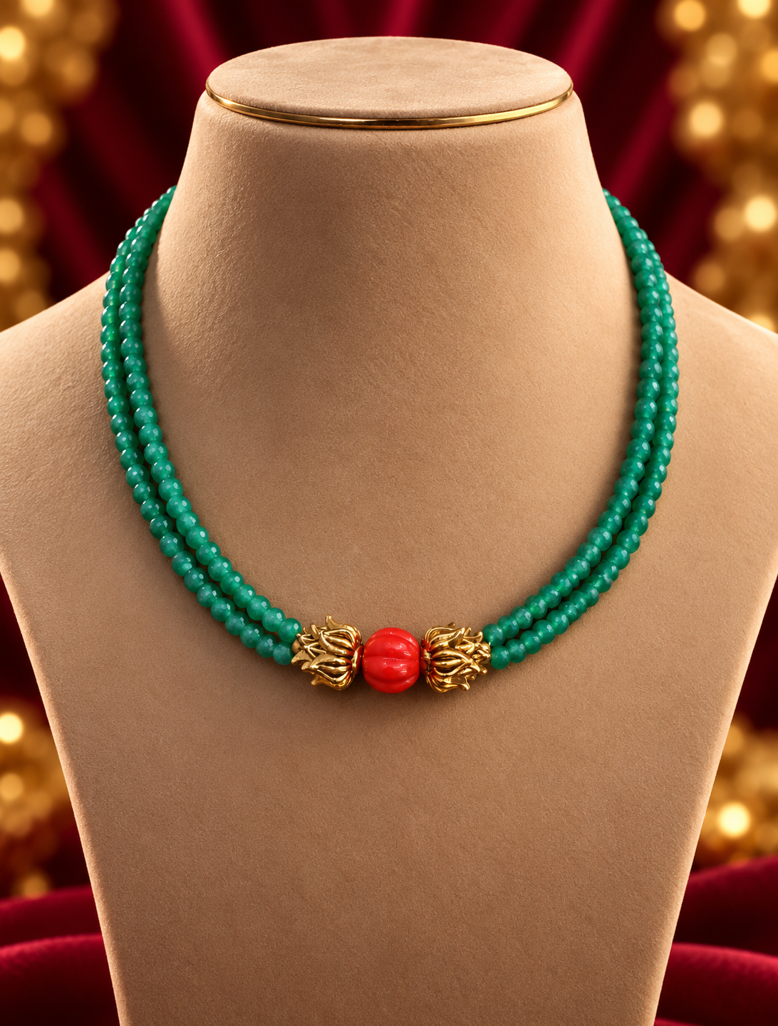 Green Bead Red Centre Mangalsutra