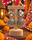 Oxidised Square Jhumka Earrings