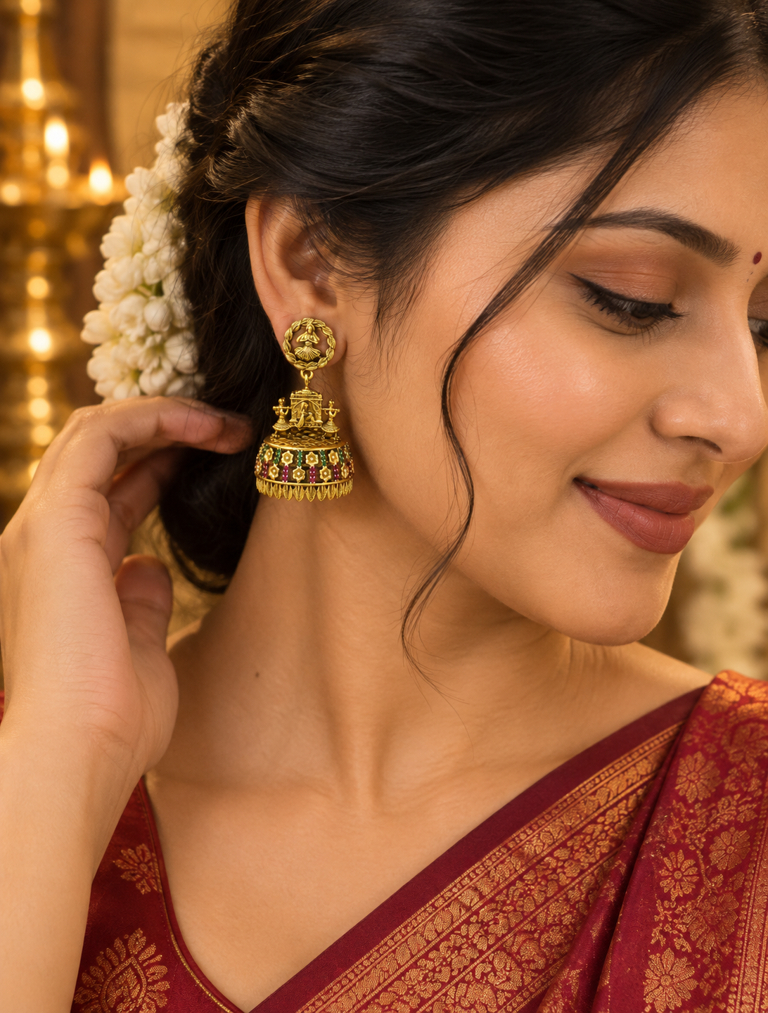 Lakshmi Devi Temple Jhumka Earrings
