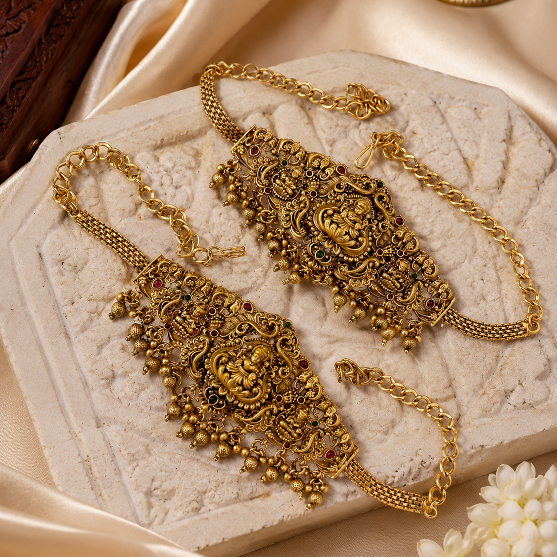 Lakshmi Devi Gold Plated Vanki Armlet Pair