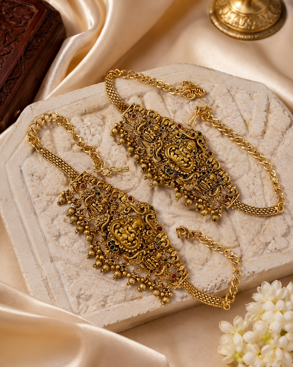 Lakshmi Devi Gold Plated Vanki Armlet Pair