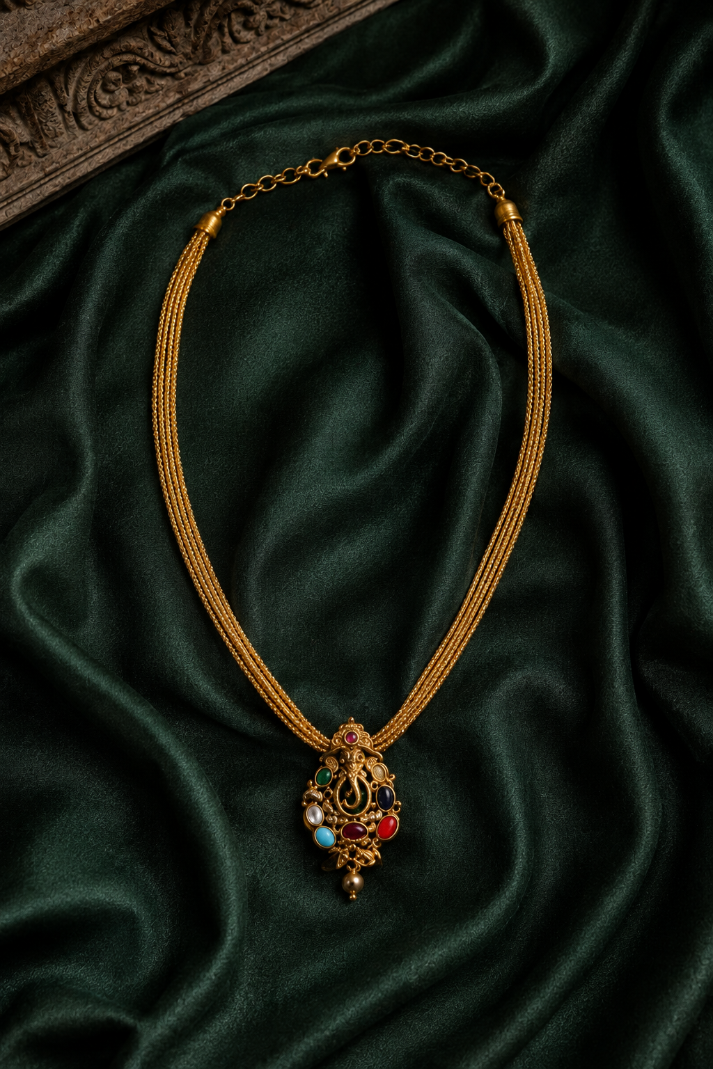 Ganesh Gold Plated Pendant Chain Necklace