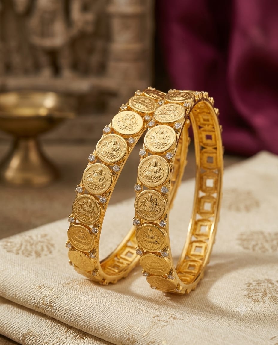 Gold Plated Coin Design Bangle