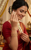 Gold Plated White Stone Multi-Row Bangle