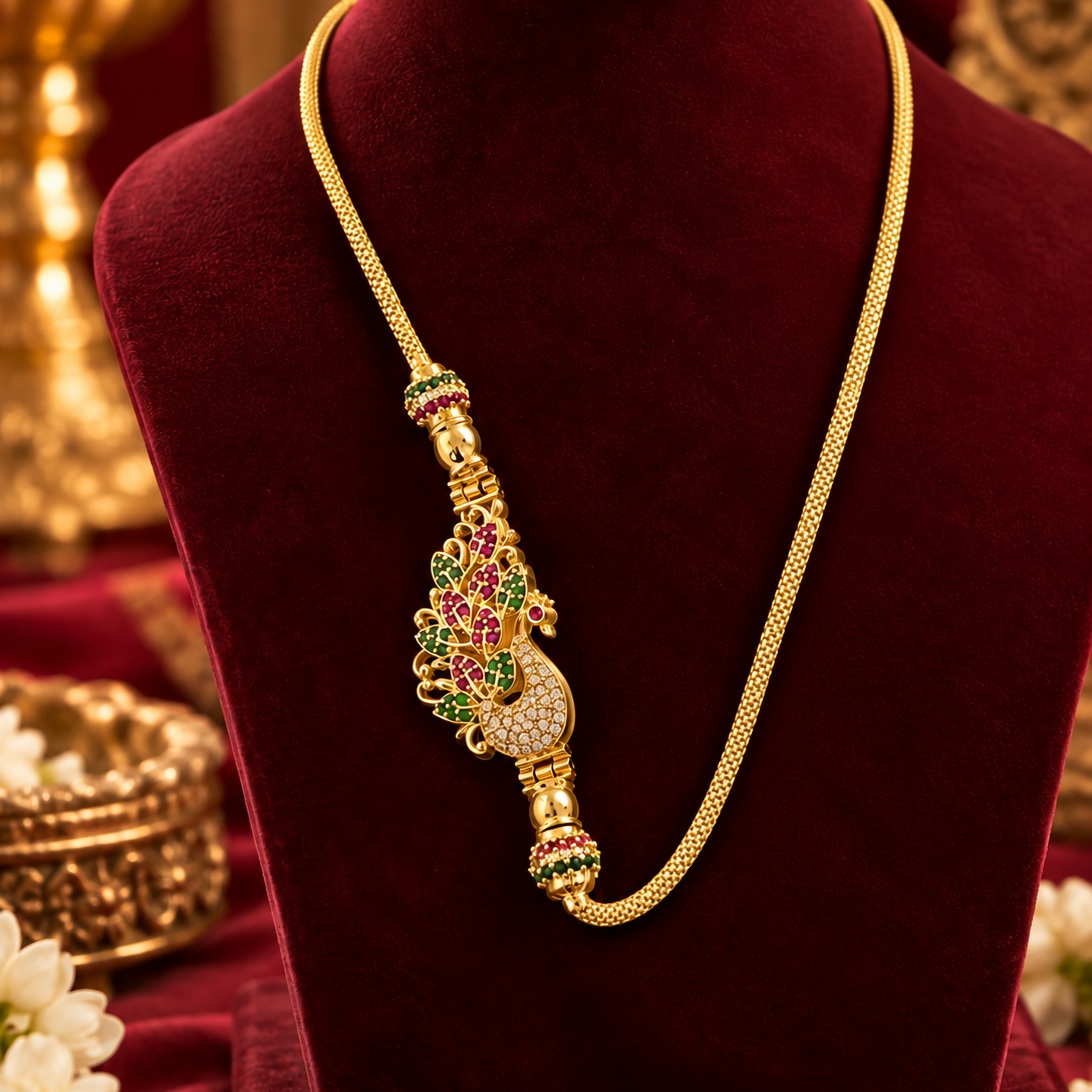 Gold Finish Multicolour Pendant Chain