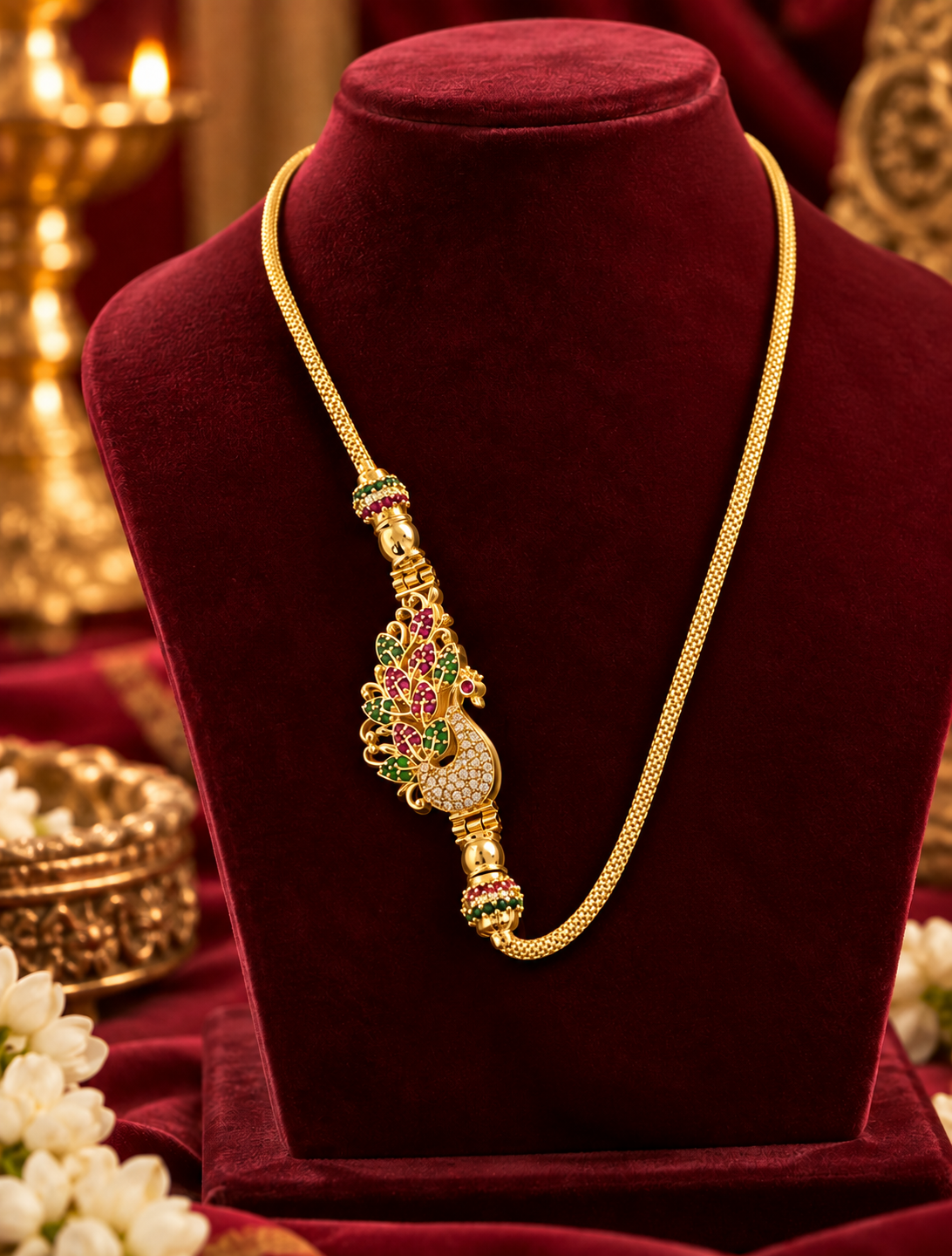 Gold Finish Multicolour Pendant Chain