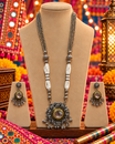 Oxidised Round Stone Necklace Set