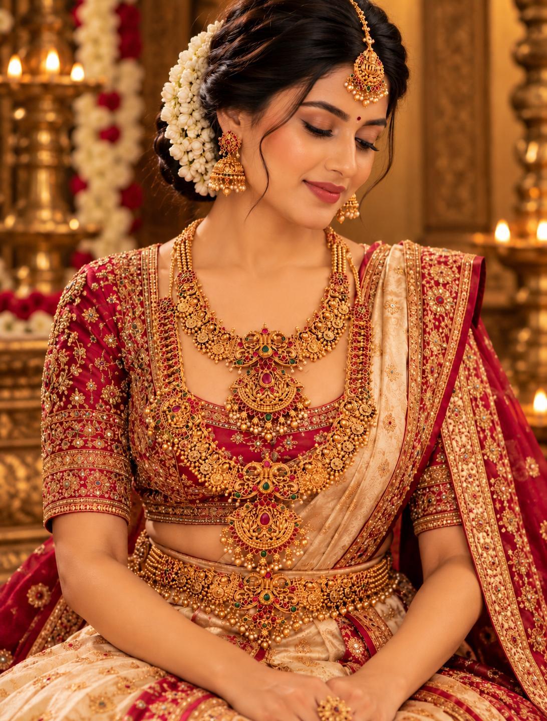 Semi Bridal Antique Gold Bridal Jewellery Set