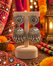 Oxidised Floral Jhumka Earrings