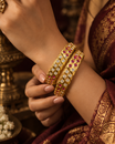 Gold Plated Pink White Stone Designer Bangle