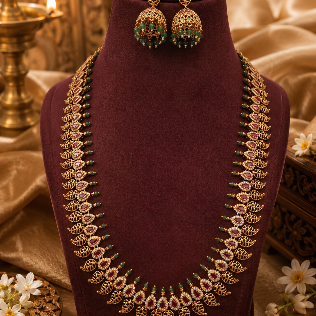 Long Amra Gold Plated Necklace Set
