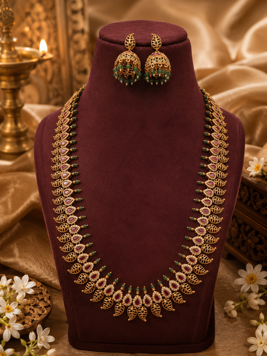 Long Amra Gold Plated Necklace Set