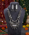 Oxidised Layered Statement Necklace Set