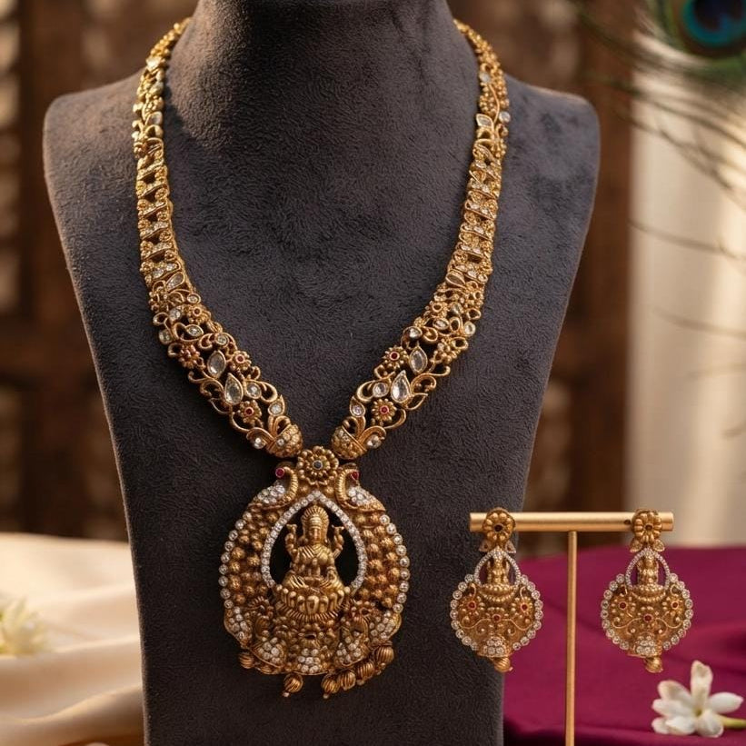 Gold Finish Temple Style Necklace Set
