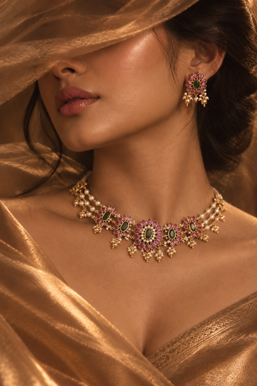 Kemp Floral Pearl Choker Set