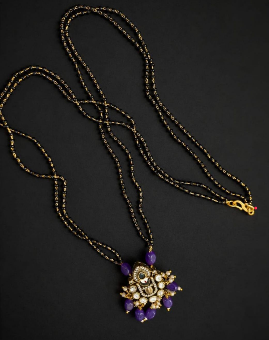 Gold Plated Purple Stone Designer Mangalsutra
