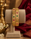 Pink Green White Stone Designer Bangle