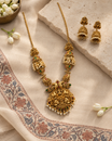 Elephant Lakshmi Devi Long Gold Plated Necklace Set