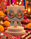 Oxidised Floral Jhumka Earrings