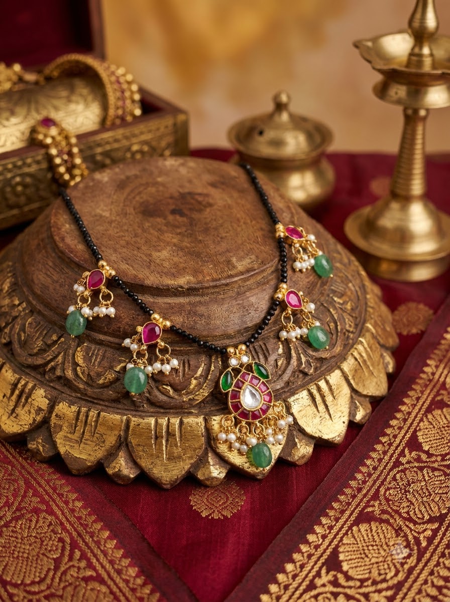 Pink Green Traditional Mangalsutra