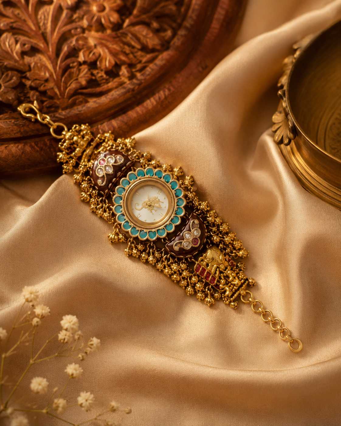 Emerald Kundan Bracelet Watch