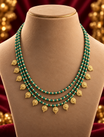 Green Bead Coin Charm Mangalsutra