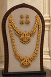 Lakshmi Devi Kasula Gold Plated Necklace and Long Haram Set