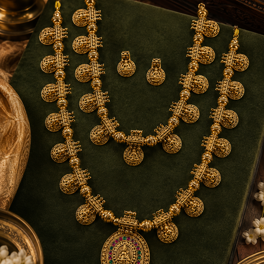 Multicolour Kasula Gold Plated Haram Combo Set
