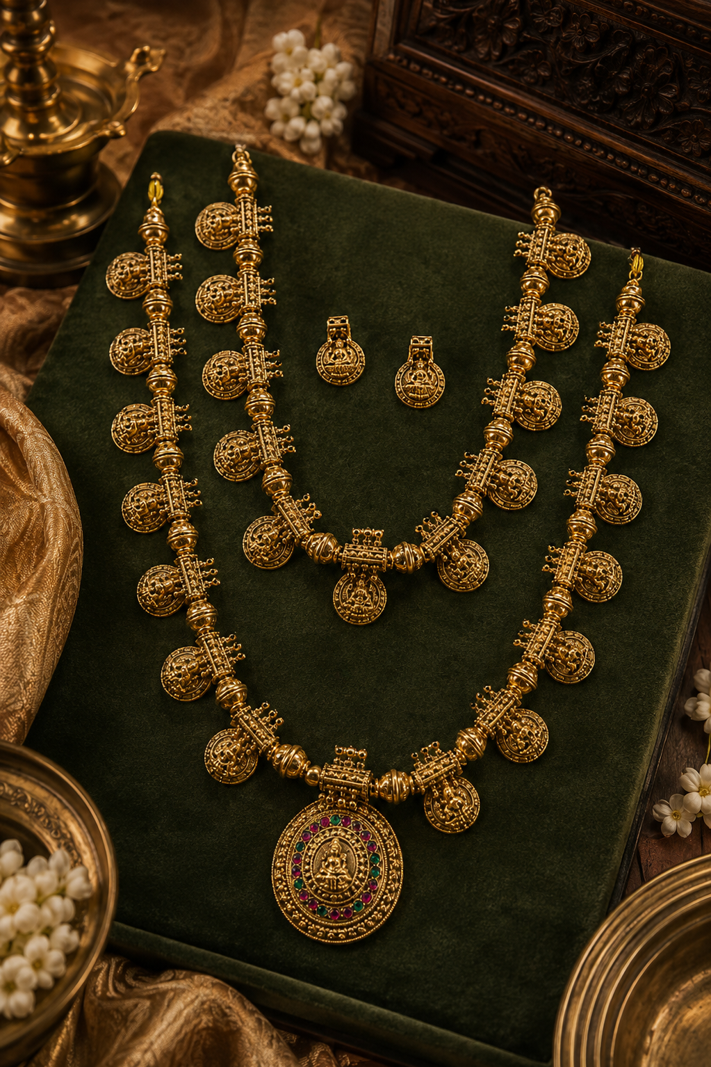 Multicolour Kasula Gold Plated Haram Combo Set