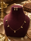 Minimal Charm Gold Tone Necklace and Stud Earrings