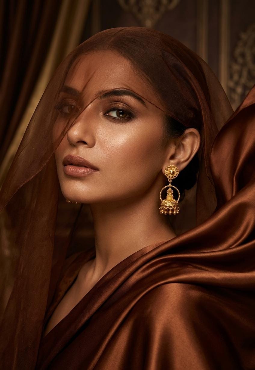 Gold Finish Floral Goddess Jhumka Earrings