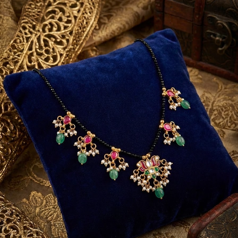 Pink Green Floral Mangalsutra