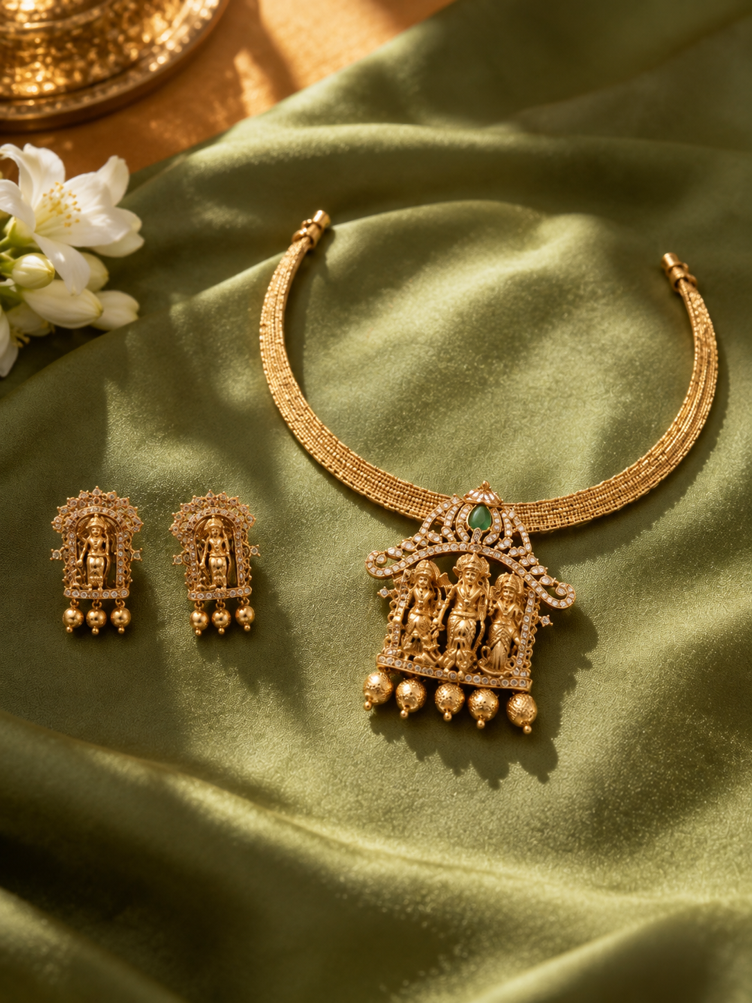 Ram Parivar Gold Plated Detachable Temple Necklace