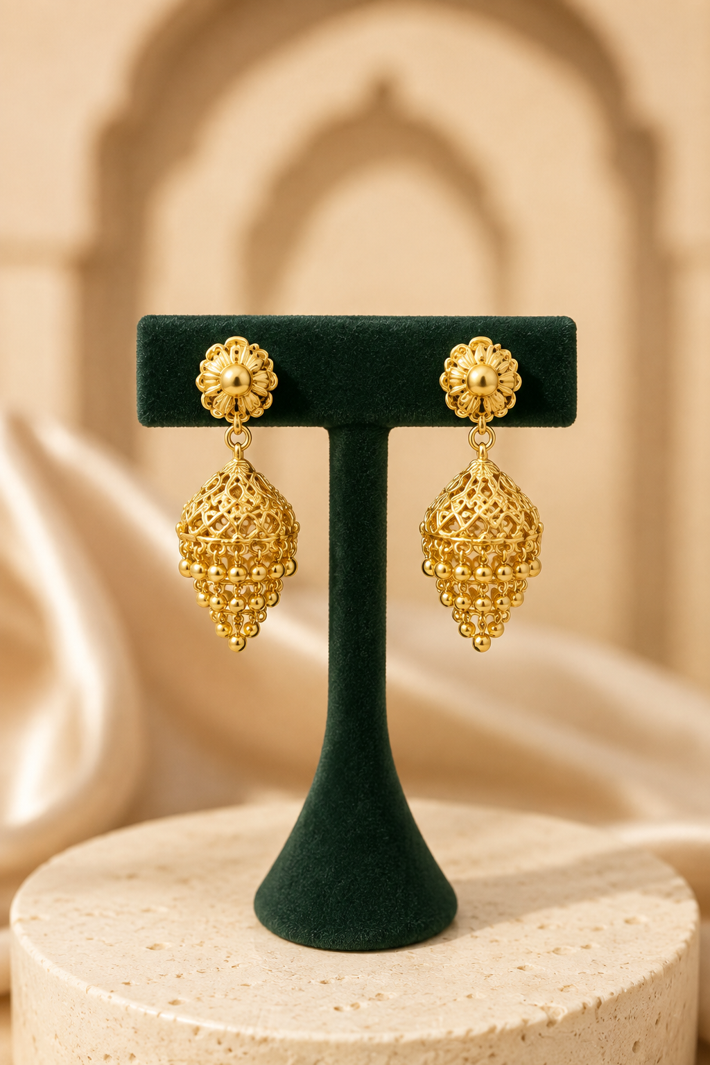 Gold Tone Jhumka Drop Earrings