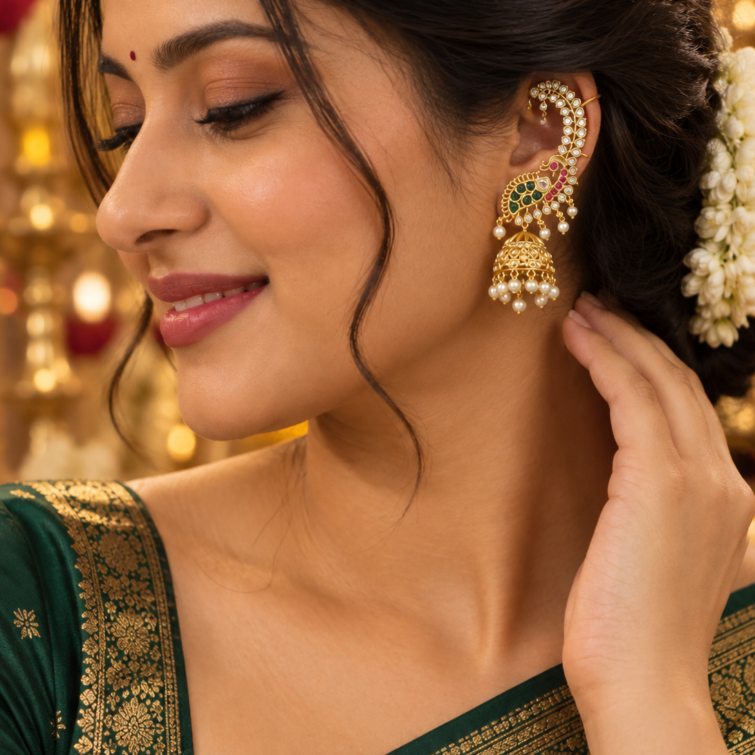 Multicolour Stone Jhumka Earrings