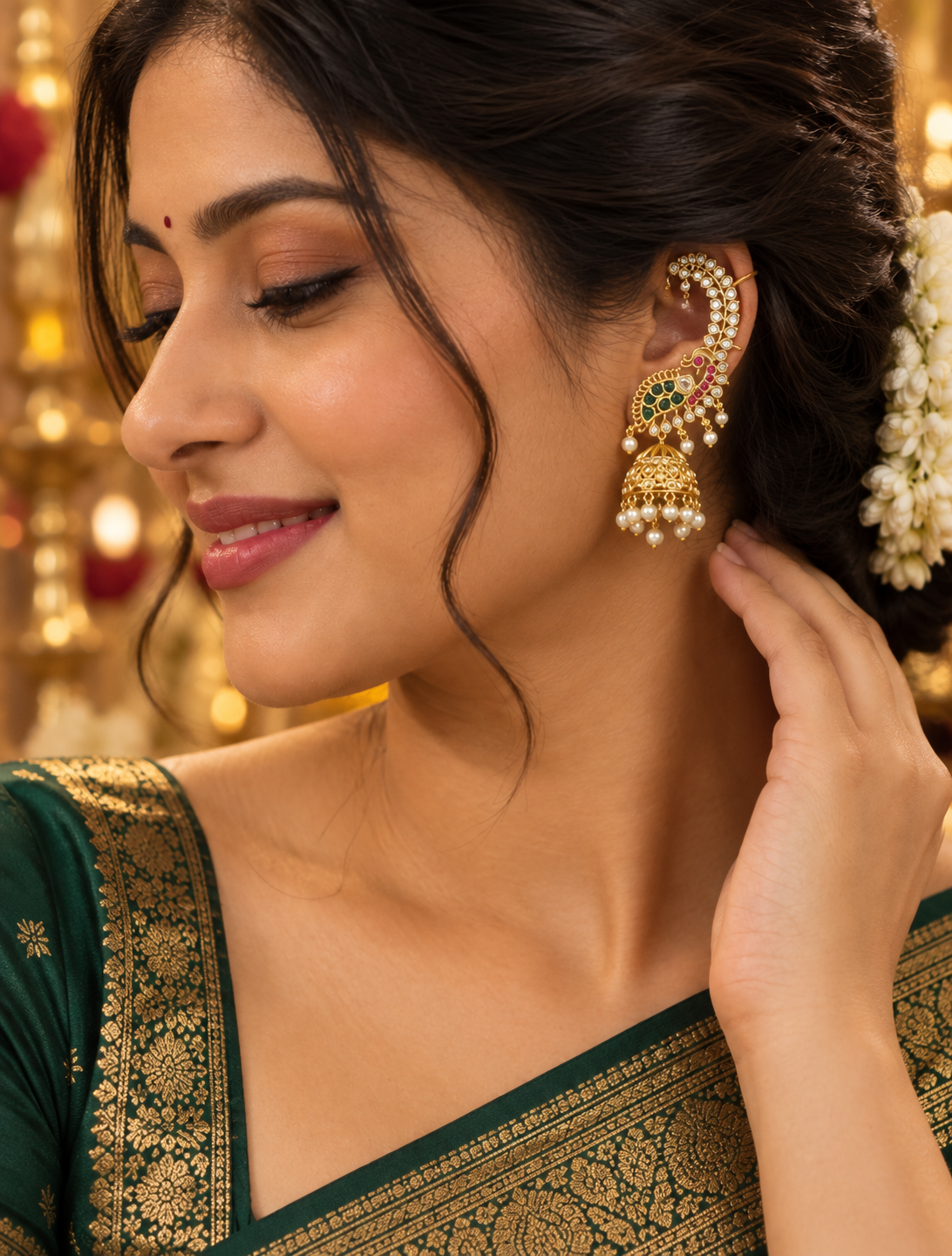 Multicolour Stone Jhumka Earrings