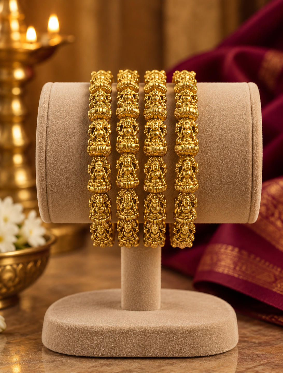 Traditional Lakshmi Devi Motif Bangle Set