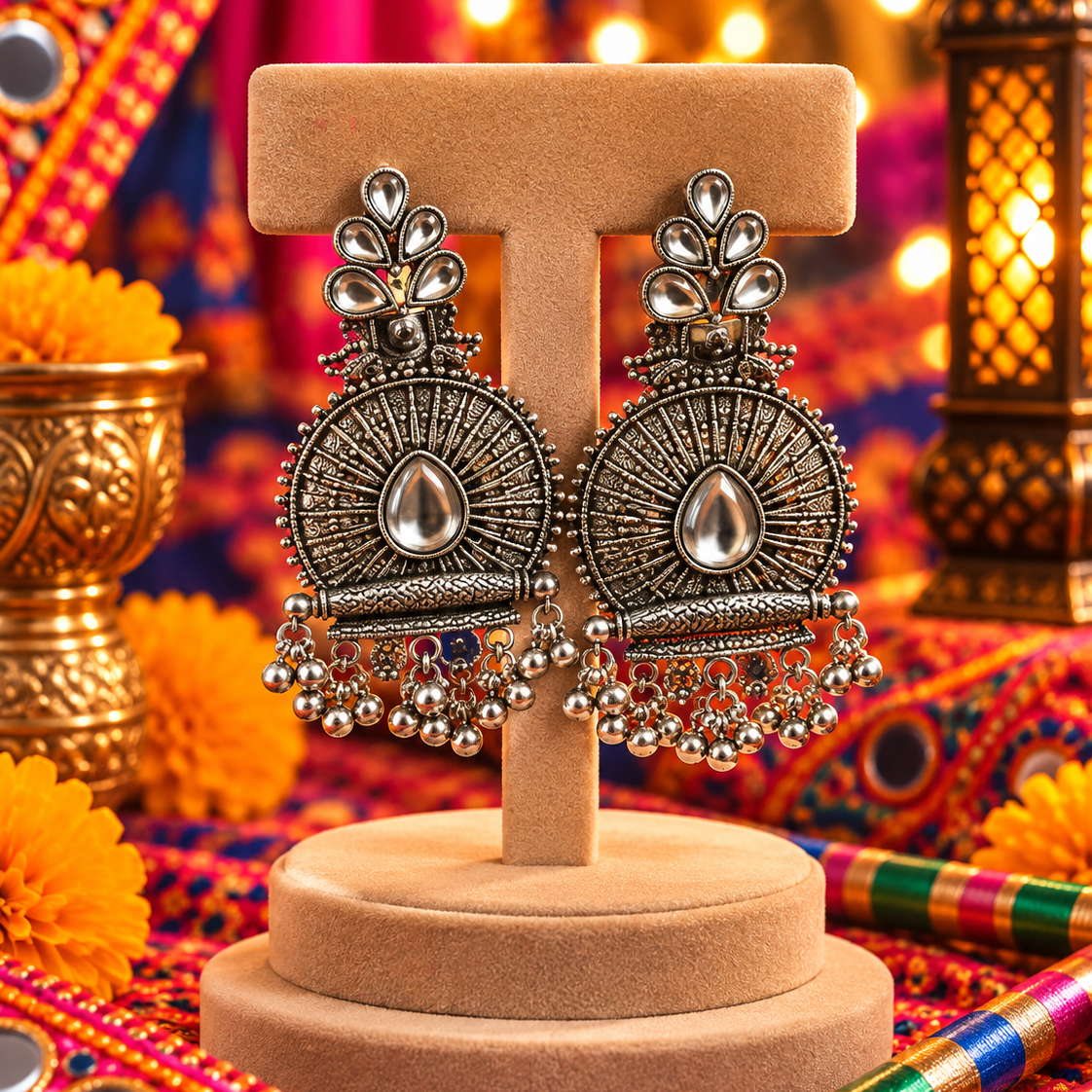 Oxidised Teardrop Drop Earrings