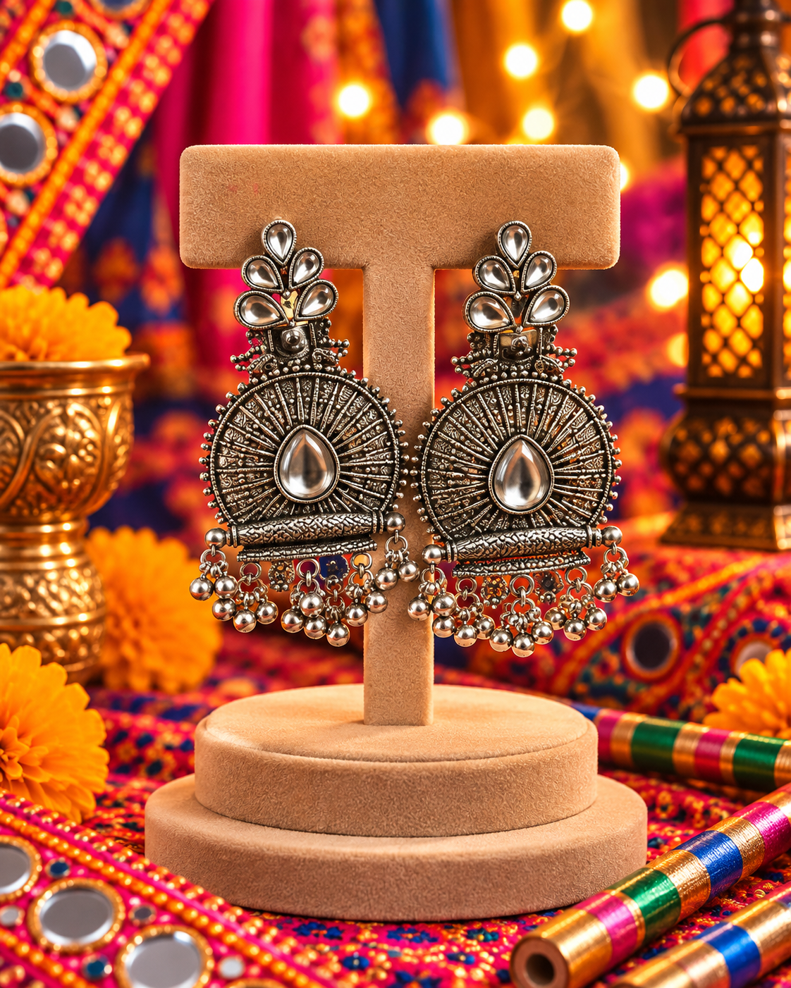 Oxidised Teardrop Drop Earrings