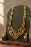 Lakshmi Devi Temple Long Gold Plated Necklace Set